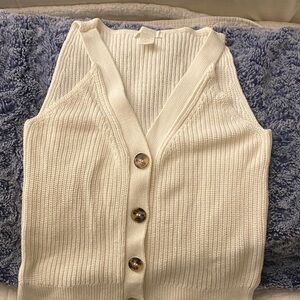 H&M Ivory Button-Up Sweater Vest